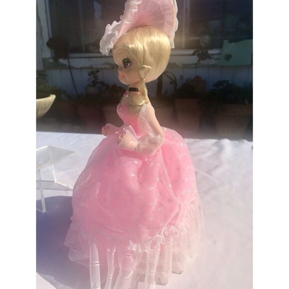Vtg 70s MCM Bradley Big Eye Doll Southern Belle Hand Painted Nylon Face Pink 12” - Picture 14 of 16